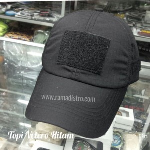 topi velcro hitam